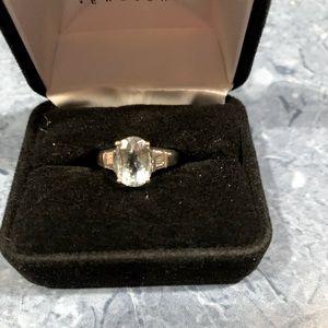 Beautiful 14kt white gold natural Aquamarine and diamond engagement ring